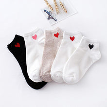 Load image into Gallery viewer, 5pairs Women Short Socks Red Heart Cute College Fresh Female Socks Soft Cotton Summer Autumn Sock for Girls