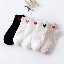 Load image into Gallery viewer, 5pairs Women Short Socks Red Heart Cute College Fresh Female Socks Soft Cotton Summer Autumn Sock for Girls