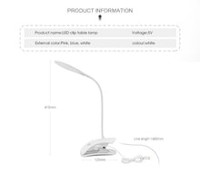 Load image into Gallery viewer, 5V USB power LED Desk lamp Flexible study Reading Book lights Eye Protect Table lamp With Clip For Home Decorative Table Lamp Cute Study Lamps for Bedroom Décor