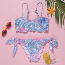 Load image into Gallery viewer, 6-11Y Girl’s Cute Two Piece Split Swimsuit Fresh Beautiful Cartoon Pattern Swimwear Bikinis Beachwear Girls Two Piece Swimsuit Floral Bathing Suit Summer Mini Swimwear For Children