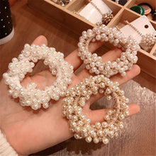 Load image into Gallery viewer, 6 Colors Woman Elegant Pearl Hair Ties Beads Girls Scrunchies Rubber Bands Ponytail Holders Hair Accessories Elastic Hair Band No Metal Hairband Girls Elegant Headwear Accessories Wraps Hoop Clips