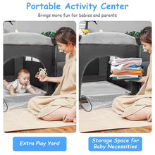 Load image into Gallery viewer, 6-in-1 Foldable Baby Crib with Activity Center Diaper Changing Table