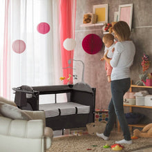 Load image into Gallery viewer, 6-in-1 Foldable Baby Crib with Activity Center Diaper Changing Table