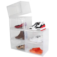 Load image into Gallery viewer, 6-Pack: Collapsible Shoe Box Stackable Shoe Storage Bin with Magnetic Door