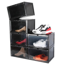 Load image into Gallery viewer, 6-Pack: Collapsible Shoe Box Stackable Shoe Storage Bin with Magnetic Door