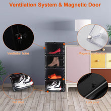 Load image into Gallery viewer, 6-Pack: Collapsible Shoe Box Stackable Shoe Storage Bin with Magnetic Door