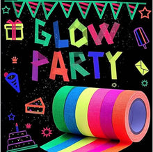 Load image into Gallery viewer, 6-Pack: UV Gaffer Fluorescent Party Tape Blacklight Reactive Glow In The Dark Tape