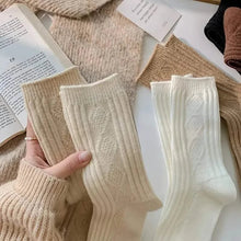 Load image into Gallery viewer, 6-Pairs: Thick & Warm Cream Color Sock