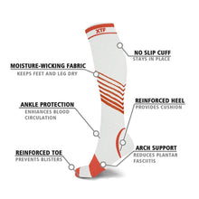 Load image into Gallery viewer, 6-Pairs: Ultra V-Striped Knee-Length Compression Socks