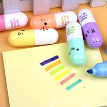 Load image into Gallery viewer, 6-Piece: Cute Pill Shape Mini Highlighter Marker
