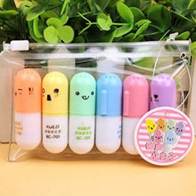 Load image into Gallery viewer, 6-Piece: Cute Pill Shape Mini Highlighter Marker