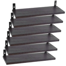 Load image into Gallery viewer, 6-Piece Set: Wall Mounted Shelve Wood Storage Metal Bracket Display