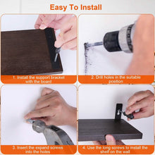 Load image into Gallery viewer, 6-Piece Set: Wall Mounted Shelve Wood Storage Metal Bracket Display