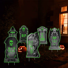 Load image into Gallery viewer, 6-Pieces: Glow in the Dark Halloween Yard Sign Decorations with 12 Stakes