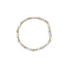 Load image into Gallery viewer, 10k Two-Toned Gold 2.00 Cttw Channel Set Baguette-Diamond Weave and "X" Spiral Link Bracelet (H-I Color, I1-I2 Clarity) - 7"