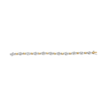 Load image into Gallery viewer, 10k Two-Toned Gold 2.00 Cttw Channel Set Baguette-Diamond Weave and "X" Spiral Link Bracelet (H-I Color, I1-I2 Clarity) - 7"