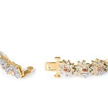 Load image into Gallery viewer, 14K Yellow Gold 8.00 Cttw Champagne Diamond Floral Cluster Halo Link Bracelet (H-I Color, I1-I2 Clarity)
