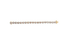 Load image into Gallery viewer, 14K Yellow Gold 8.00 Cttw Champagne Diamond Floral Cluster Halo Link Bracelet (H-I Color, I1-I2 Clarity)