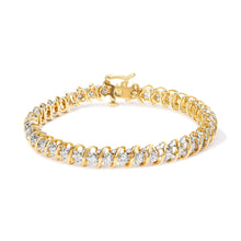 Load image into Gallery viewer, 18K Yellow Gold 4.0 Cttw Round-Cut Diamond S-Link 7" Inch Tennis Bracelet (I-J Color, SI1-SI2 Clarity)