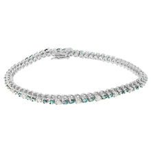 Load image into Gallery viewer, 14K White Gold 4 5/8 Cttw Alternating White and Blue Diamond Martini Set Tennis Bracelet (H-I Color, I1-I2 Clarity) - 7" Inches