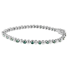Load image into Gallery viewer, 14K White Gold Round-Cut Blue Diamonds Bracelet (3.00 cttw, Blue Color, Clarity)