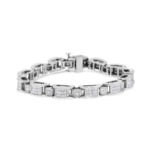 Load image into Gallery viewer, 14K White Gold 5.0 Cttw Princess Cut Diamond Invisible Set Alternating Size D Shaped Links Tennis Bracelet (H-I Color, SI2-I1 Clarity) - 7â€