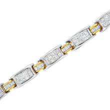 Load image into Gallery viewer, 14K Two-Tone Gold Princess and Baguette-Cut Diamond Link Bracelet (3.00 cttw, H-I Color, SI1-SI2 Clarity)