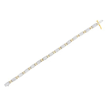 Load image into Gallery viewer, 14K Two-Tone Gold Princess and Baguette-Cut Diamond Link Bracelet (3.00 cttw, H-I Color, SI1-SI2 Clarity)