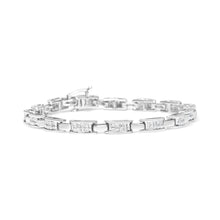 Load image into Gallery viewer, 14K White Gold 2.0 Cttw Princess Cut Invisible Set Diamond Rectangular Link Bracelet (I-J Color, I1-I2 Clarity) - 7.25"