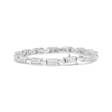 Load image into Gallery viewer, 14K White Gold 2.0 Cttw Princess Cut Invisible Set Diamond Rectangular Link Bracelet (I-J Color, I1-I2 Clarity) - 7.25"