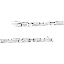 Load image into Gallery viewer, 14K White Gold 2.0 Cttw Princess Cut Invisible Set Diamond Rectangular Link Bracelet (I-J Color, I1-I2 Clarity) - 7.25"