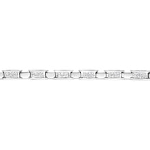 Load image into Gallery viewer, 14K White Gold 2.0 Cttw Princess Cut Invisible Set Diamond Rectangular Link Bracelet (I-J Color, I1-I2 Clarity) - 7.25"