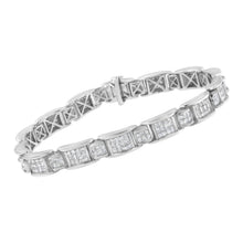 Load image into Gallery viewer, 14K White Gold 5.0 Cttw Princess-Cut Diamond Rectangular Alternating Station 7" Tennis Bracelet (G-H Color, SI1-SI2 Clarity)