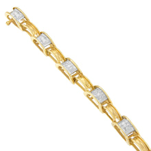 Load image into Gallery viewer, 14K Yellow Gold Princess Cut Diamond Chain Link Bracelet (1.00 cttw, H-I Color, SI1-SI2 Clarity)