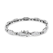 Load image into Gallery viewer, 14K White Gold 2.0 Cttw Princess and Round Diamond Bar and Link Bracelet (I-J Color, I1-I2 Clarity) - 7.25" Inches