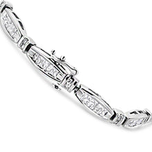 Load image into Gallery viewer, 14K White Gold 2.0 Cttw Princess and Round Diamond Bar and Link Bracelet (I-J Color, I1-I2 Clarity) - 7.25" Inches