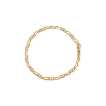 Load image into Gallery viewer, 10k Yellow Gold 2.00 Cttw Diamond Cluster and Alternating "X" Link Bracelet (I-J Color, I3 Clarity) - 7"