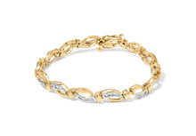 Load image into Gallery viewer, 10K Yellow and White Gold 1/2 Cttw Channel Set Diamond Infinity Link 7" Tennis Bracelet (H-I Color, I1-I2 Clarity)