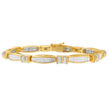 Load image into Gallery viewer, 14K Yellow Gold Princess and Baguette Cut Diamond Beaded Bracelet (3.00 cttw, H-I Color, SI1-SI2 Clarity)