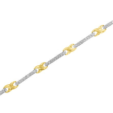 Load image into Gallery viewer, 10K Yellow Gold 1.00 Cttw Pave Set Diamond Bar and X-Link 7" Bracelet (I-J Color, I3 Quality)