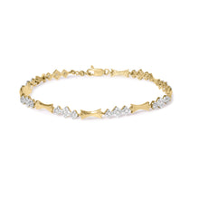 Load image into Gallery viewer, 10k Gold 1/3 Cttw Diamond Miracle Set Alternating Bar and Link Bracelet (I-J Color, I1-I2 Clarity) - 7.75" Inches