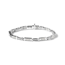 Load image into Gallery viewer, 14K White Gold 1.0 Cttw Invisible Set Princess Cut Diamond Alternating Station and Link Tennis Bracelet (I-J Color, I1-I2 Clarity) - Size 7.25" Inches