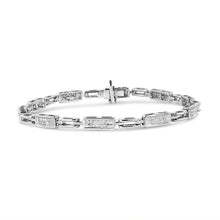 Load image into Gallery viewer, 14K White Gold 1.0 Cttw Invisible Set Princess Cut Diamond Alternating Station and Link Tennis Bracelet (I-J Color, I1-I2 Clarity) - Size 7.25" Inches