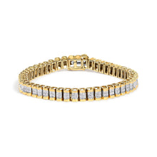 Load image into Gallery viewer, 14K Yellow Gold 3.0 Cttw Princess Cut Quad Invisible Set Tennis Bracelet (H-I Color, SI1-SI2 Clarity) - 7â€