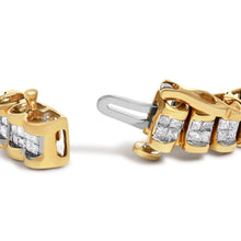 Load image into Gallery viewer, 14K Yellow Gold 3.0 Cttw Princess Cut Quad Invisible Set Tennis Bracelet (H-I Color, SI1-SI2 Clarity) - 7â€