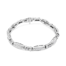 Load image into Gallery viewer, 14K White Gold 2.0 Cttw Channel-Set Alternating Baguette and Princess-Cut Diamond Link Bracelet (H-I Color, SI2-I1 Clarity) - Size 7