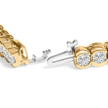 Load image into Gallery viewer, 14K Yellow Gold 8.00 Cttw Half Bezel Set Diamond Tennis Bracelet (H-I Color, SI2-I1 Clarity) - 7" Inches