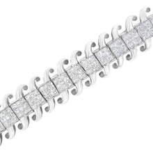 Load image into Gallery viewer, 14K White Gold 5.0 Cttw Princess Cut Diamond 7" Invisible Set Wavy S-Link Tennis Bracelet (G-H Color, SI1-SI2 Clarity)