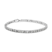 Load image into Gallery viewer, .925 Sterling Silver 1.0 Cttw Diamond Square Hybrid Link 7" Tennis Bracelet (I-J Color, I2-I3 Clarity)