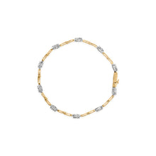 Load image into Gallery viewer, 10K White and Yellow Gold 1.00 Cttw Diamond Oval Shaped Cluster Link Bracelet (I-J Color, SI2-I1 Clarity) - 7" Inches